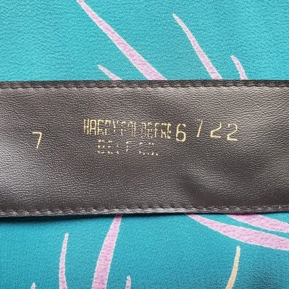 Vintage Turquoise Bird Iris Strapy Back Sheath Midi Dress Cap Sleeve Size Small - Picture 13 of 13